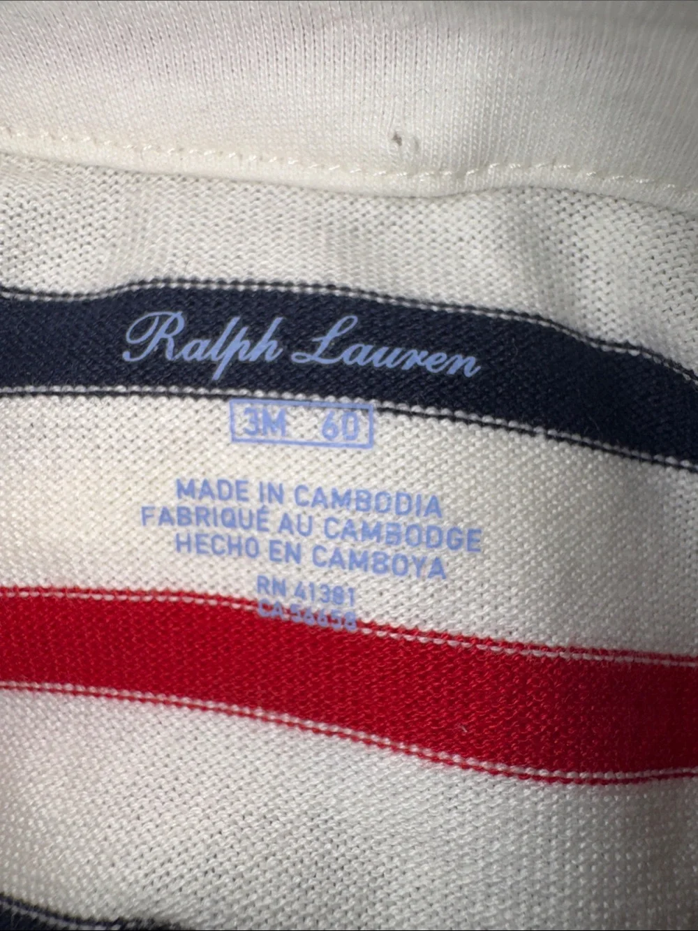 Ralph Lauren Girls' White, Navy & Red Striped Long-Sleeve Dress NWOT